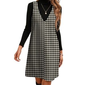 5263. Houndstooth Black and White Women's Dress